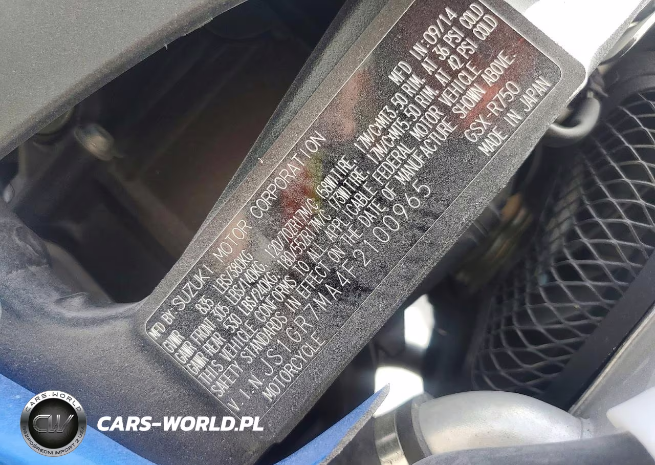 2015 Suzuki Gsx-R750 VIN:JS1GR7MA4F2100965 - 9