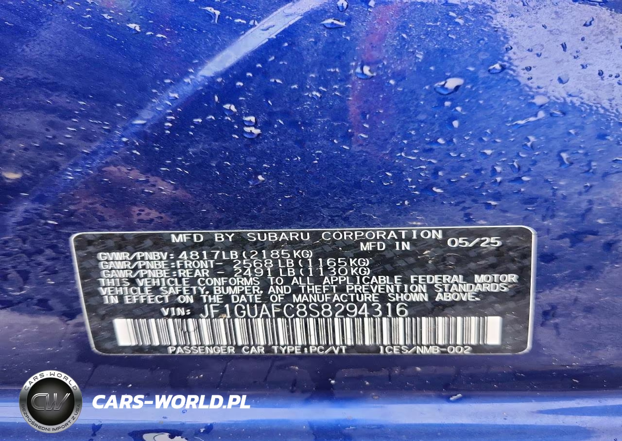 2025 Subaru Impreza Sport VIN:JF1GUAFC8S8294316 - 12