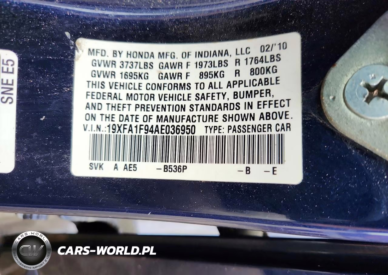 2010 Honda Civic Exl VIN:19XFA1F94AE036950 - 13