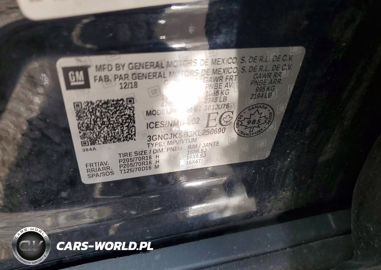 2019 Chevrolet Trax Ls VIN:3GNCJKSB3KL250690 - 12