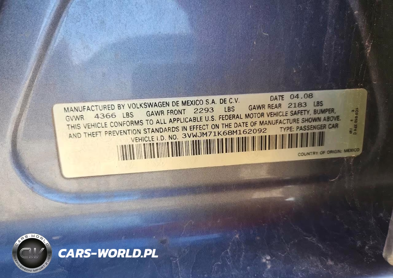 2008 Volkswagen Jetta S VIN:3VWJM71K68M162092 - 12