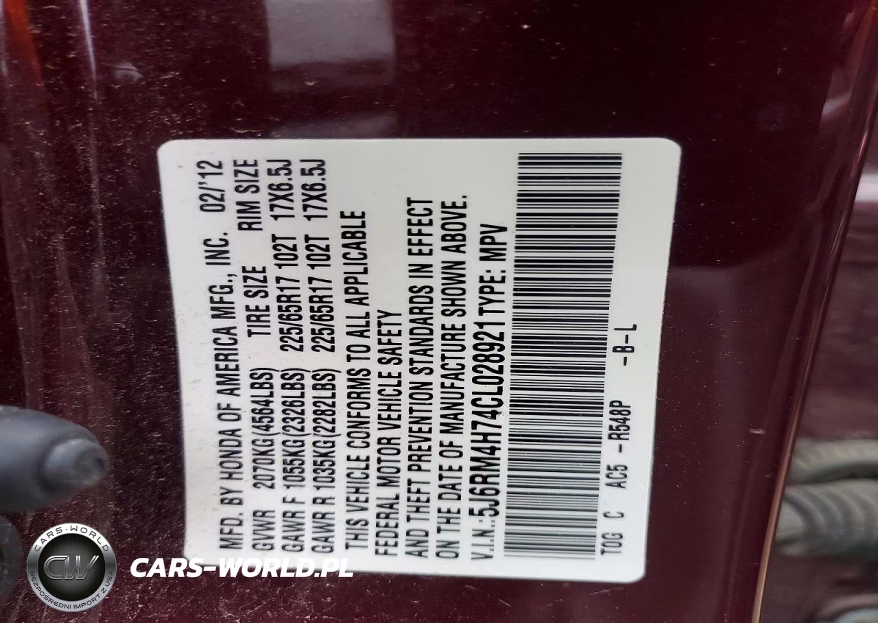 2012 Honda Cr-V Exl VIN:5J6RM4H74CL028921 - 14