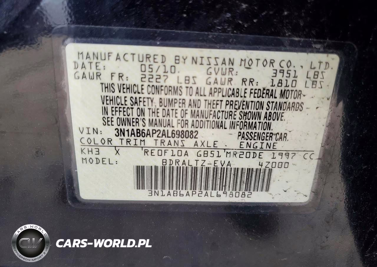 2010 Nissan Sentra 2.0 VIN:3N1AB6AP2AL698082 - 13