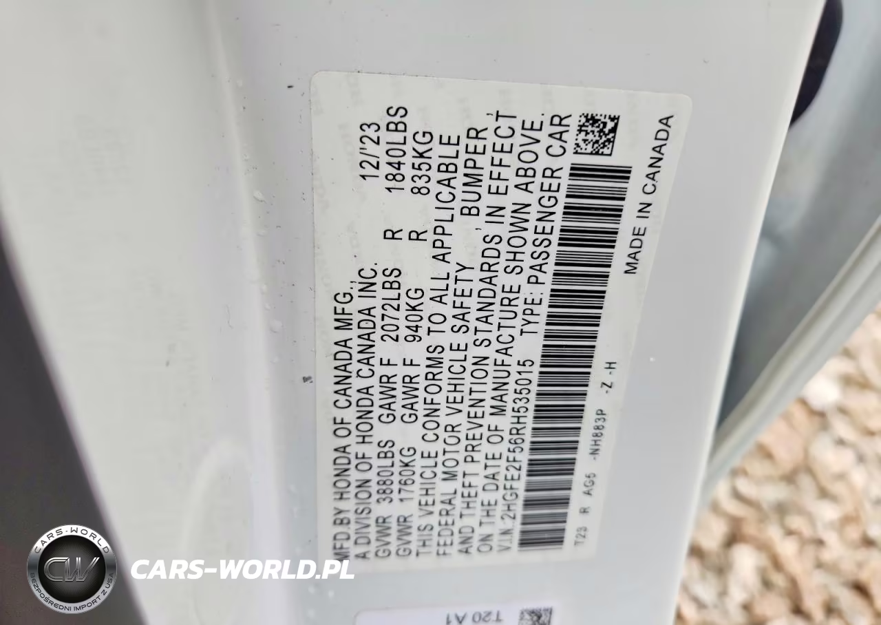 2024 Honda Civic Sport VIN:2HGFE2F56RH535015 - 12