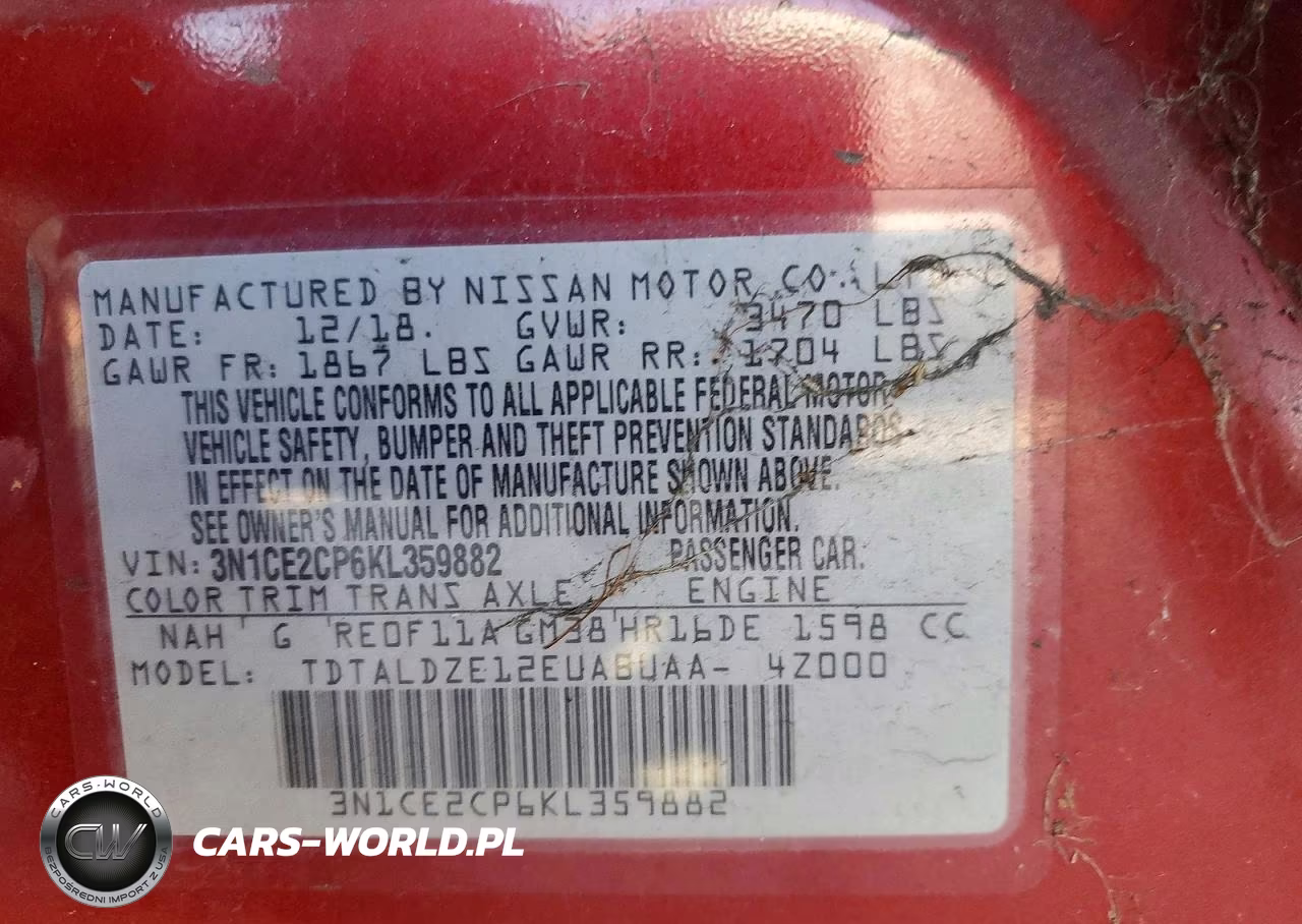 2019 Nissan Versa Note Sv VIN:3N1CE2CP6KL359882 - 13