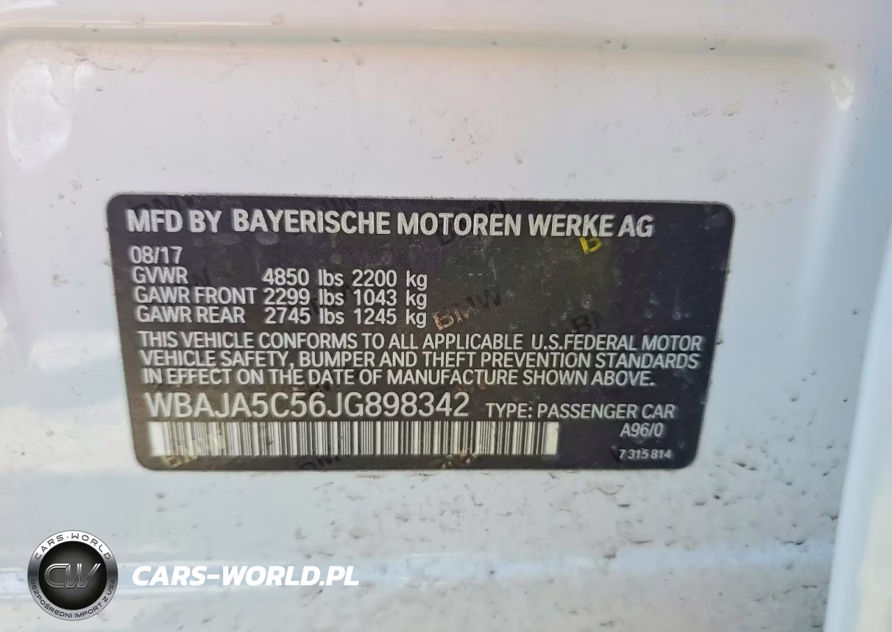 2018 BMW 530 I VIN:WBAJA5C56JG898342 - 12