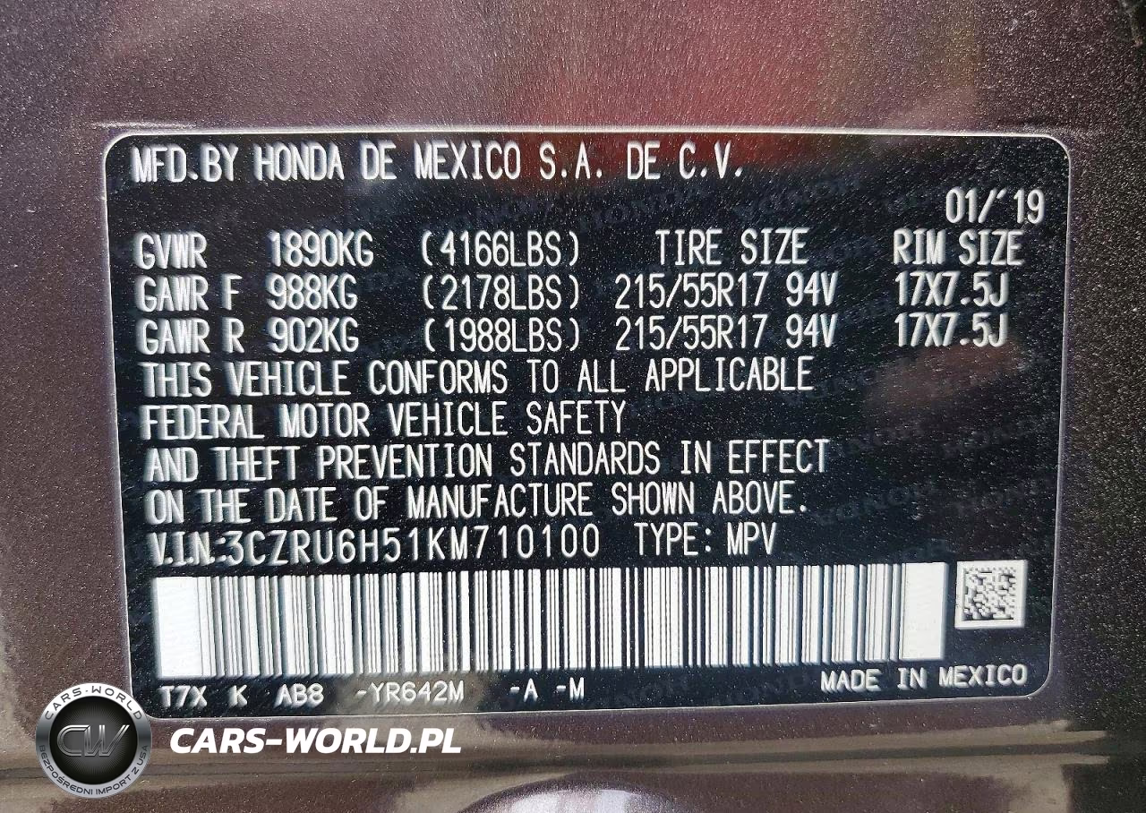 2019 Honda Hr-V Ex VIN:3CZRU6H51KM710100 - 14