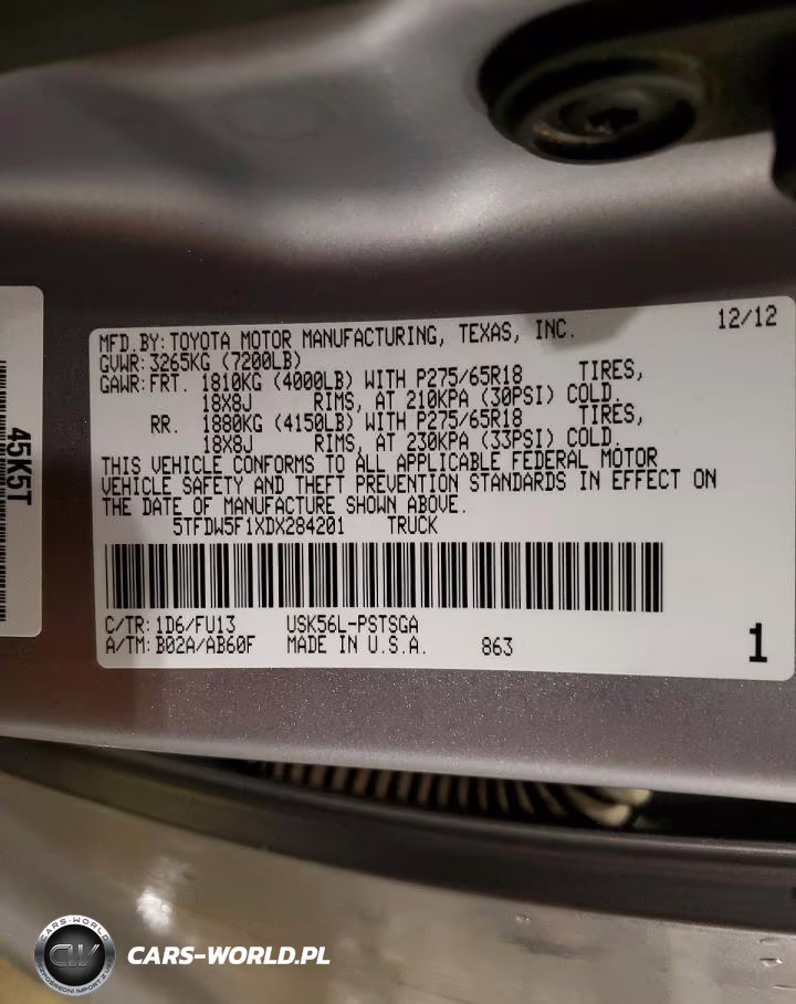 2013 Toyota Tundra VIN:5TFDW5F1XDX284201 - 12