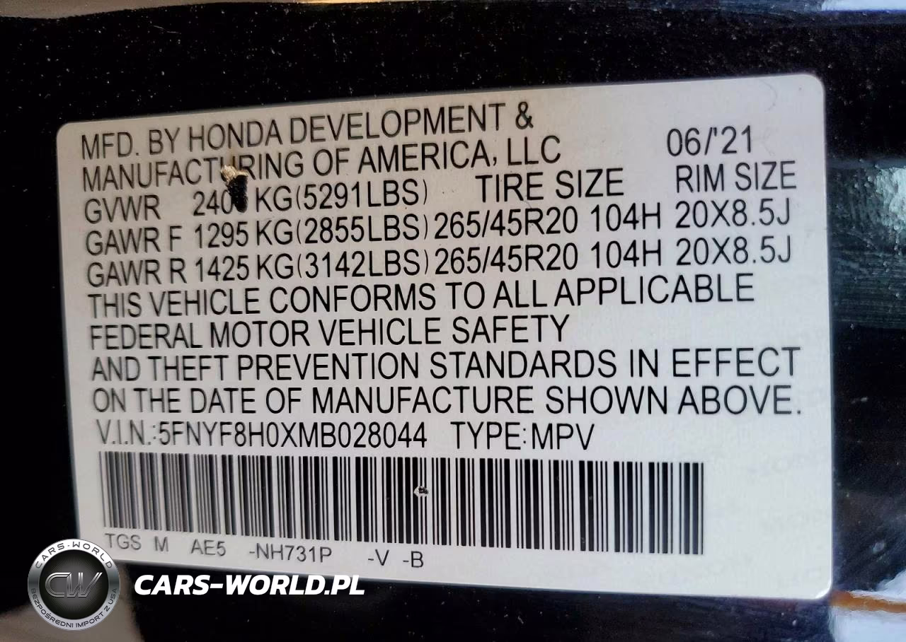 2021 Honda Passport Elite VIN:5FNYF8H0XMB028044 - 12