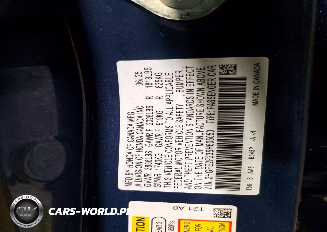 2025 Honda Civic Lx VIN:2HGFE2F23SH605050 - 12