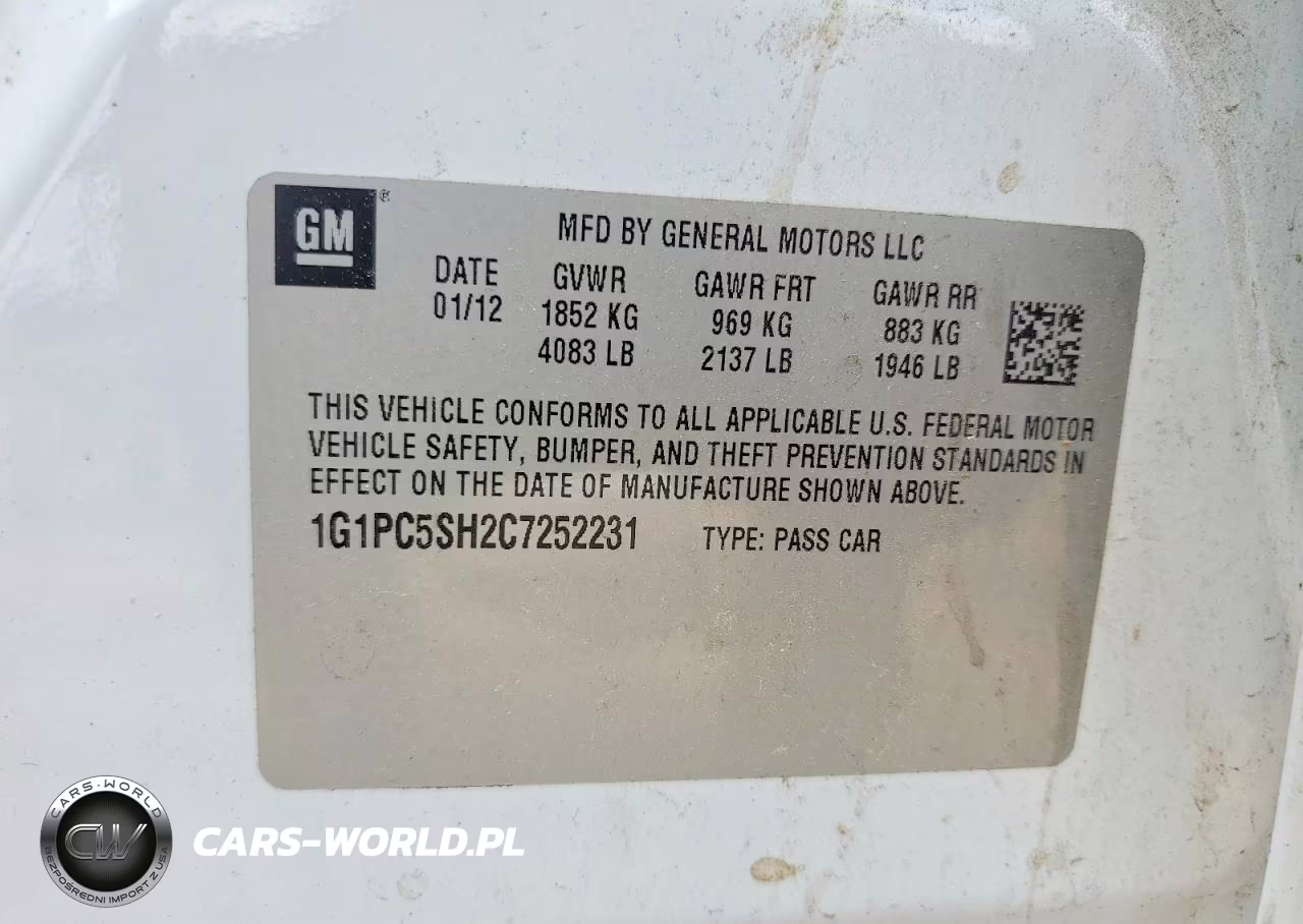 2012 Chevrolet Cruze Ls VIN:1G1PC5SH2C7252231 - 13