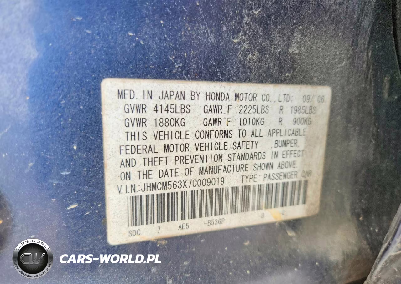 2007 Honda Accord Se VIN:JHMCM563X7C009019 - 12
