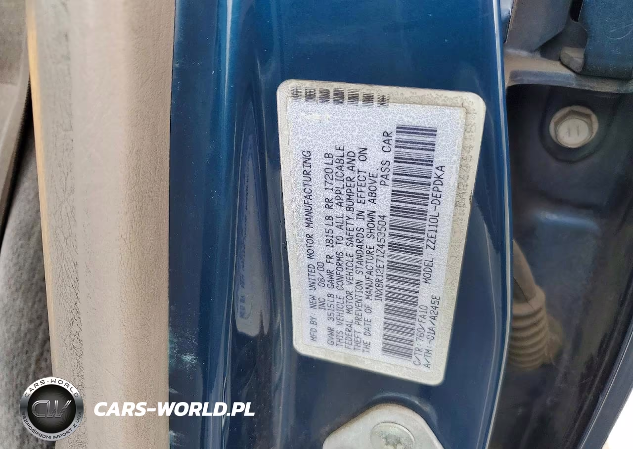 2001 Toyota Corolla Le VIN:1NXBR12E71Z453504 - 12
