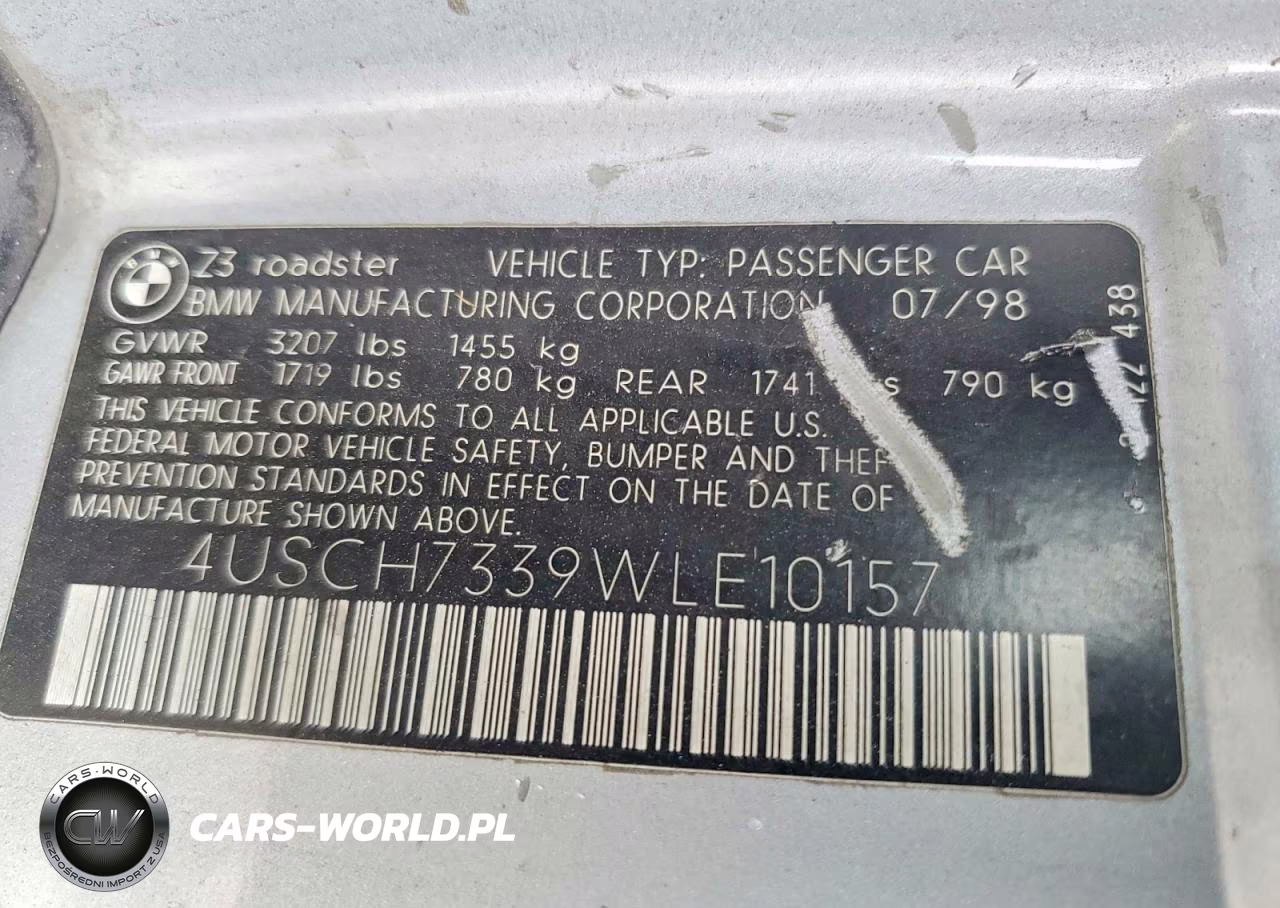 1998 BMW Z3 1.9 VIN:4USCH7339WLE10157 - 12