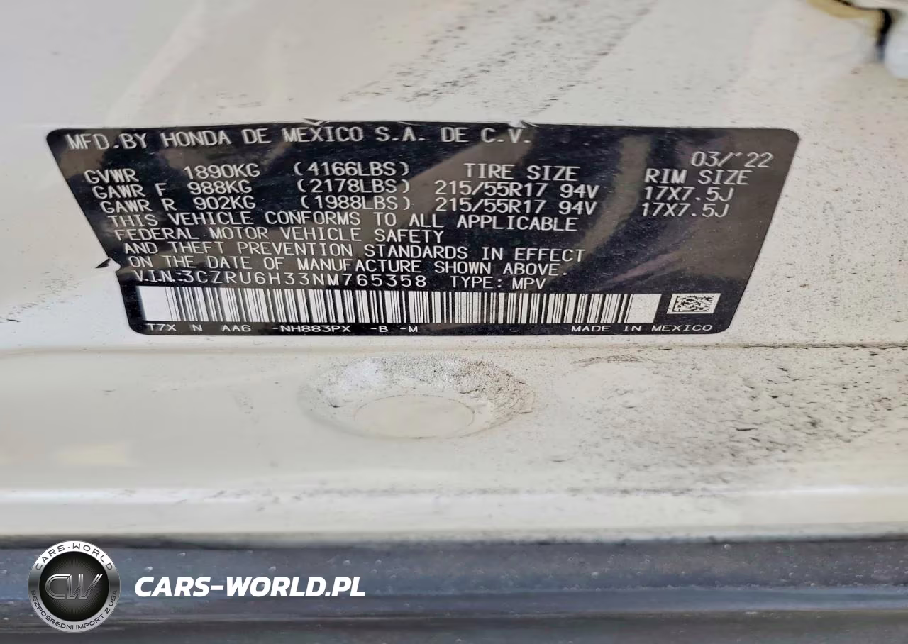 2022 Honda Hr-V Lx VIN:3CZRU6H33NM765358 - 14