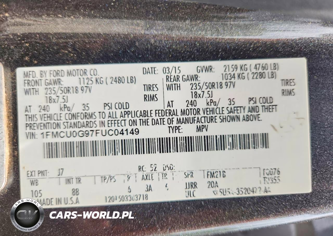2015 Ford Escape VIN:1FMCU0G97FUC04149 - 13