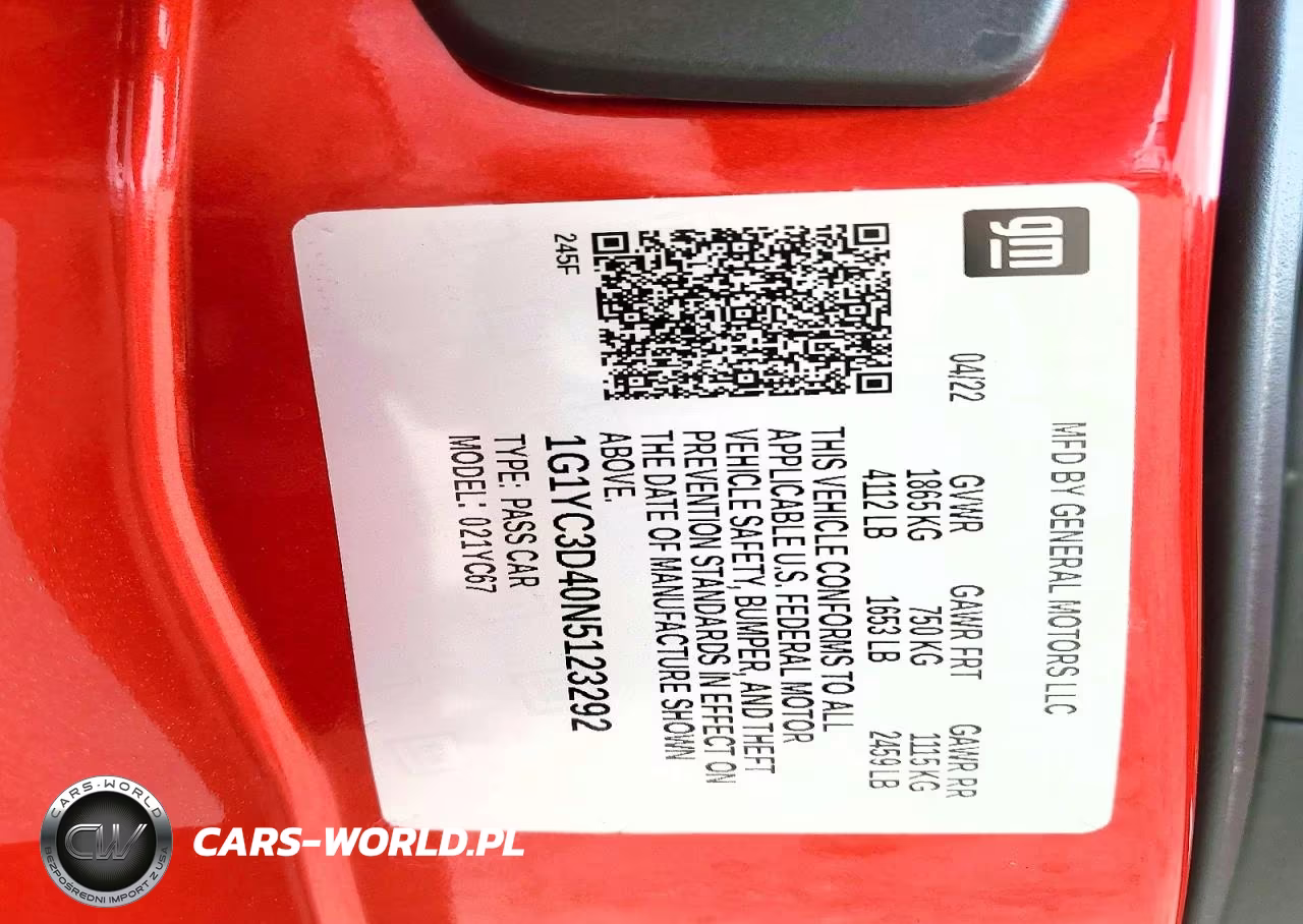 2022 Chevrolet Corvette Stingray 3Lt VIN:1G1YC3D40N5123292 - 12