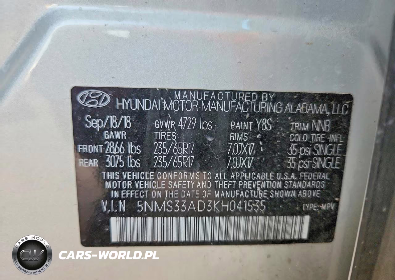 2019 Hyundai Santa Fe Sel 2.4L VIN:5NMS33AD3KH041535 - 13