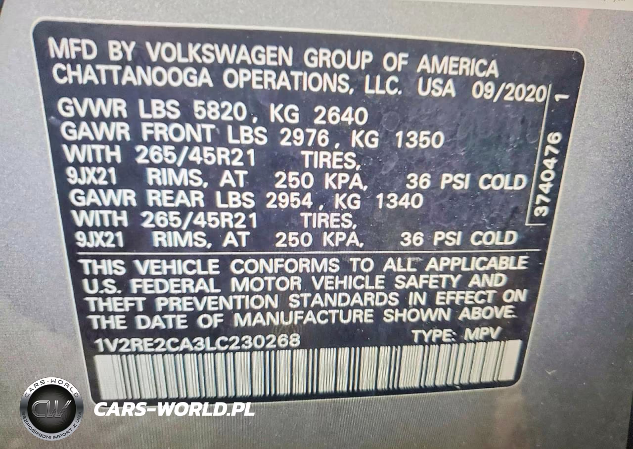2020 Volkswagen Atlas Cross Sport Sel R-Line VIN:1V2RE2CA3LC230268 - 13