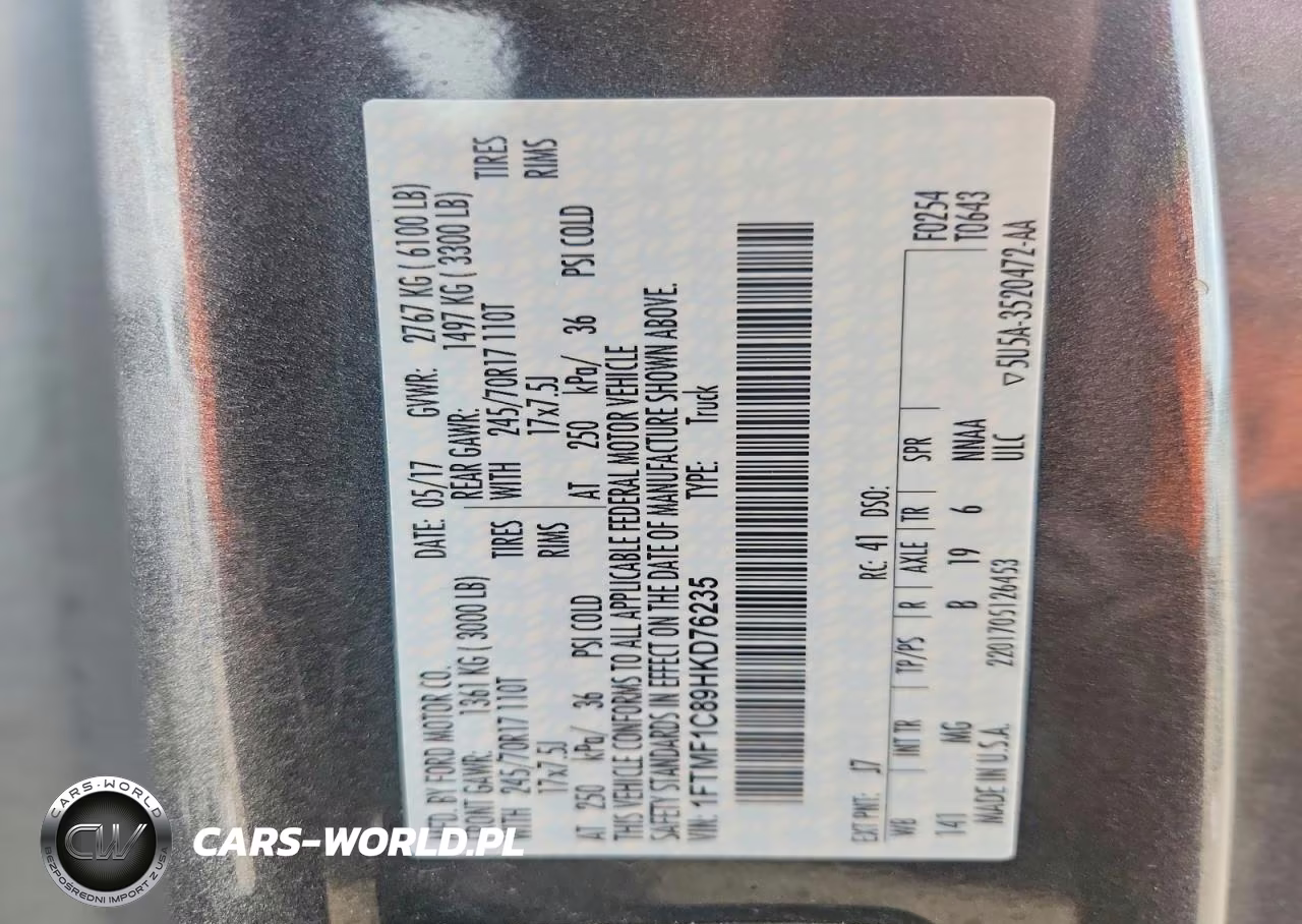 2017 Ford F150 VIN:1FTMF1C89HKD76235 - 12