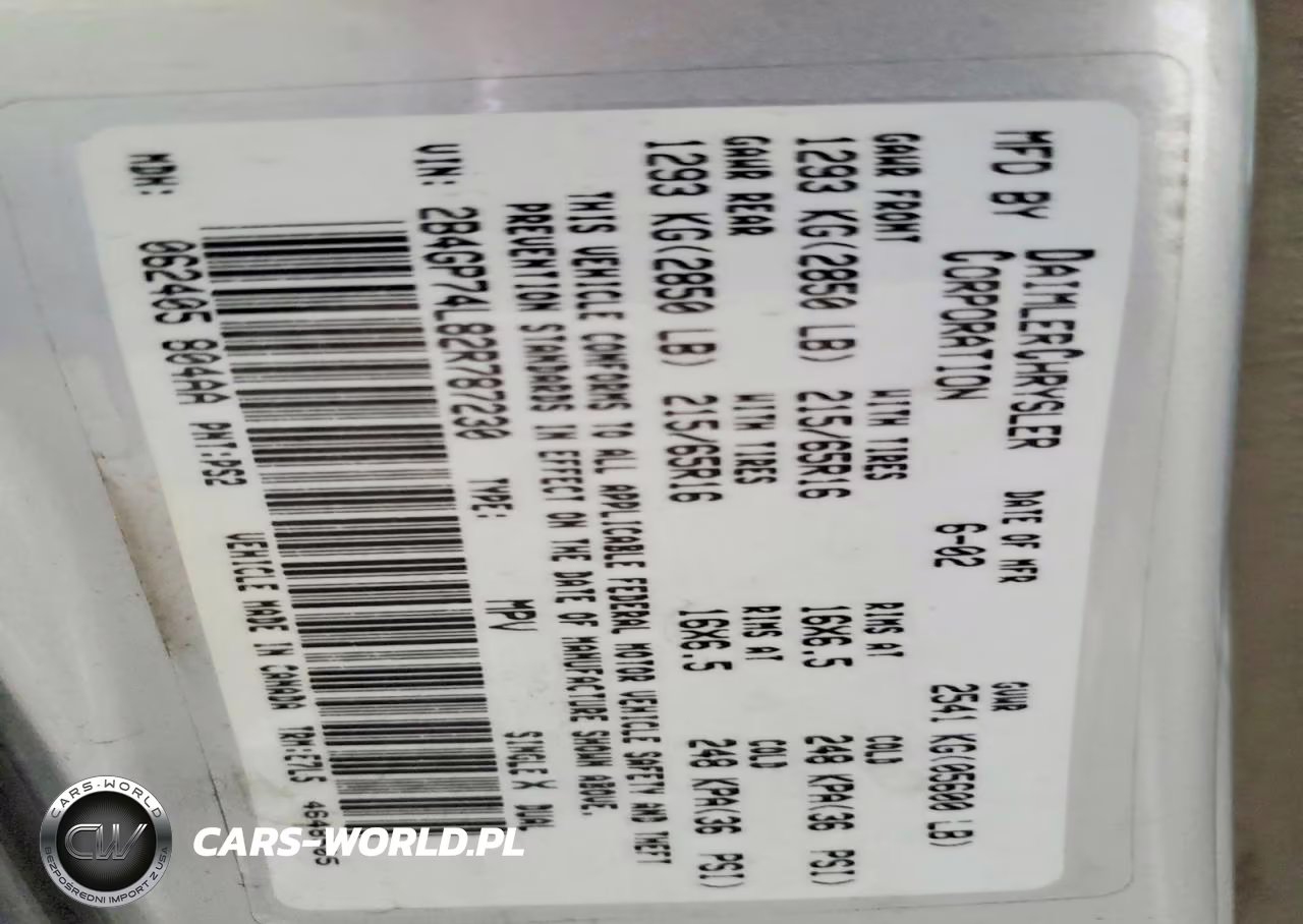 2002 Dodge Grand Caravan Ex VIN:2B4GP74L82R787230 - 12