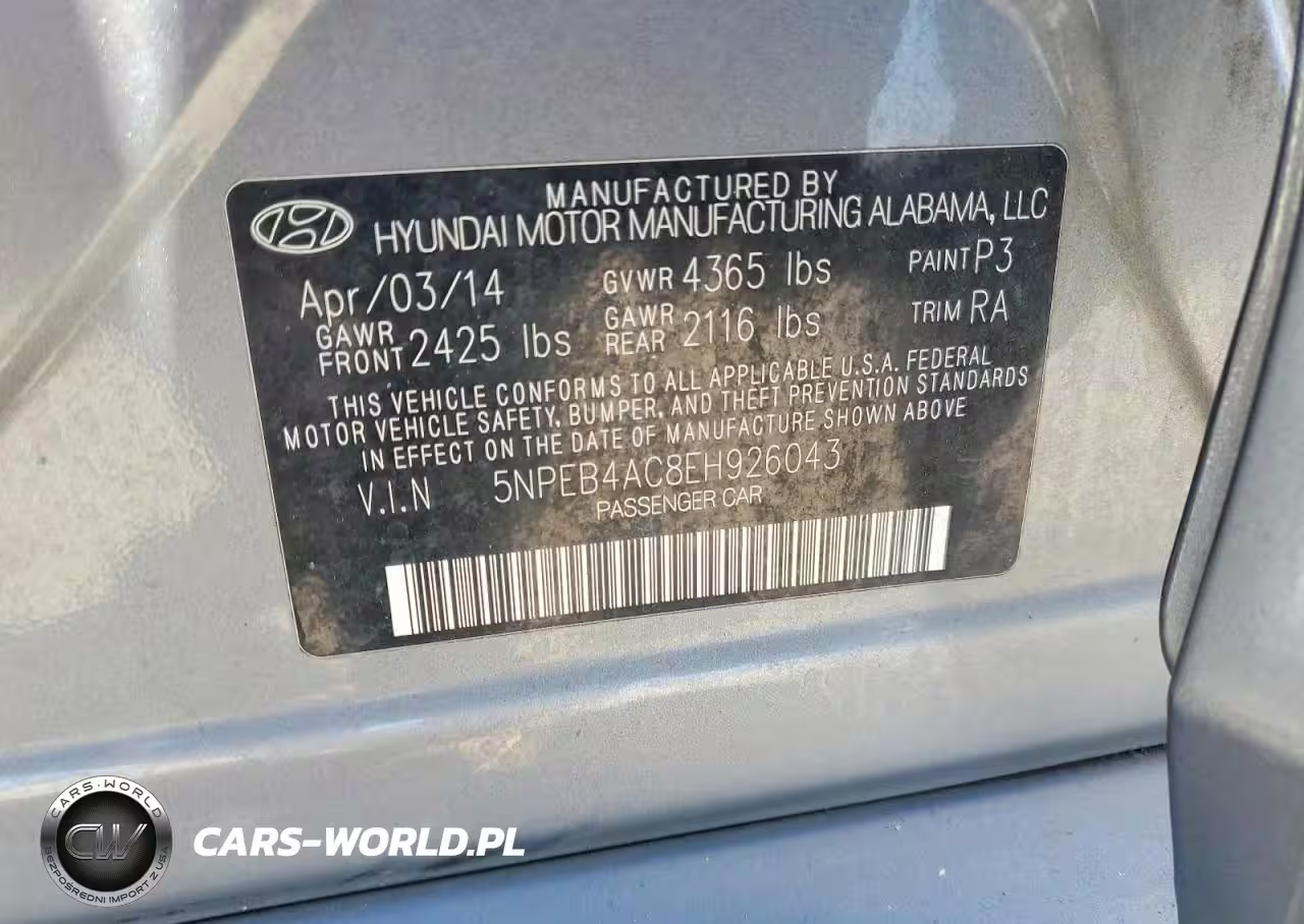 2014 Hyundai Sonata Gls VIN:5NPEB4AC8EH926043 - 12
