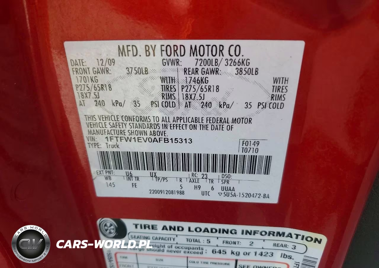 2010 Ford F150 Supercrew VIN:1FTFW1EV0AFB15313 - 12