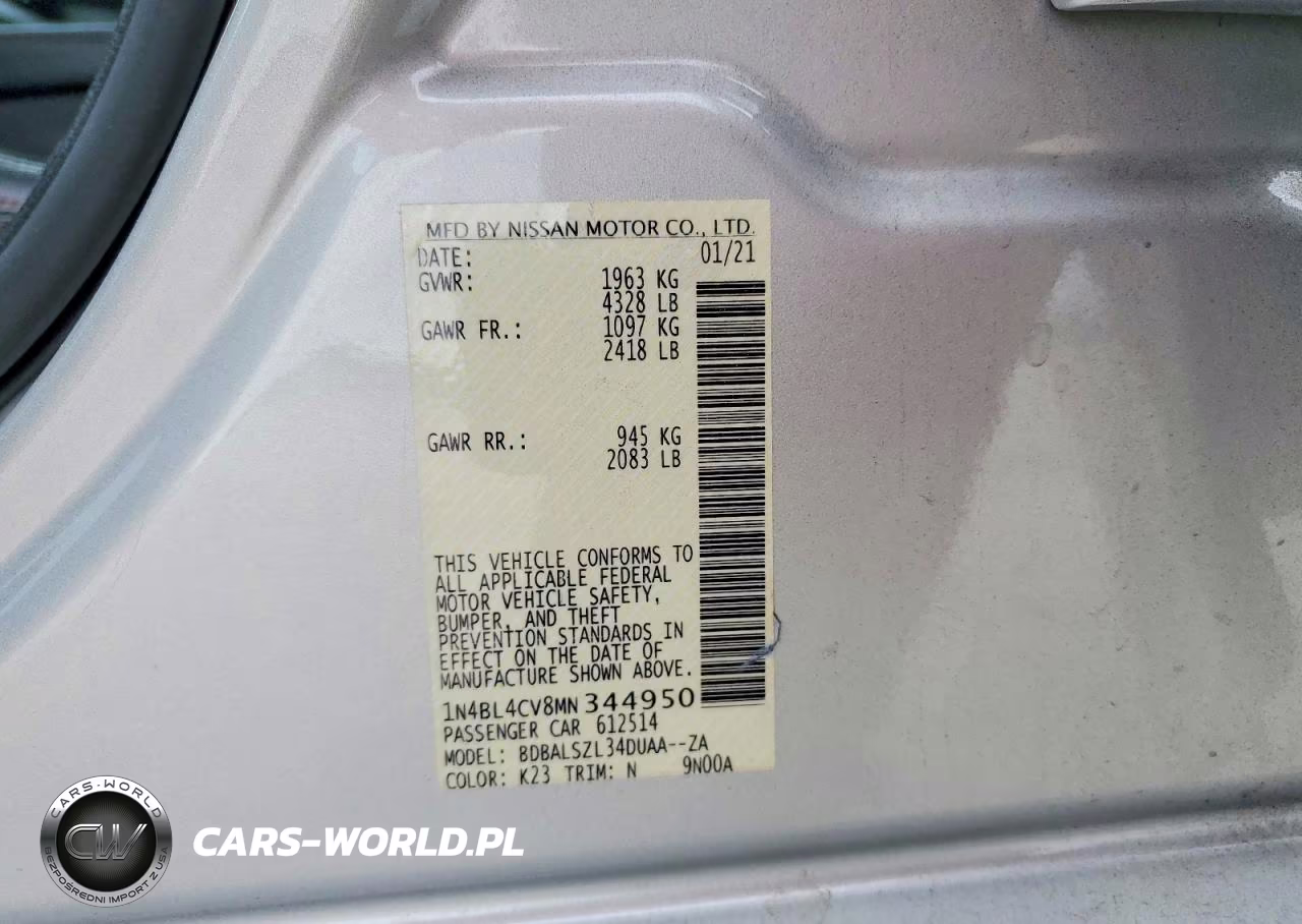 2021 Nissan Altima 2.5 Sr VIN:1N4BL4CV8MN344950 - 12
