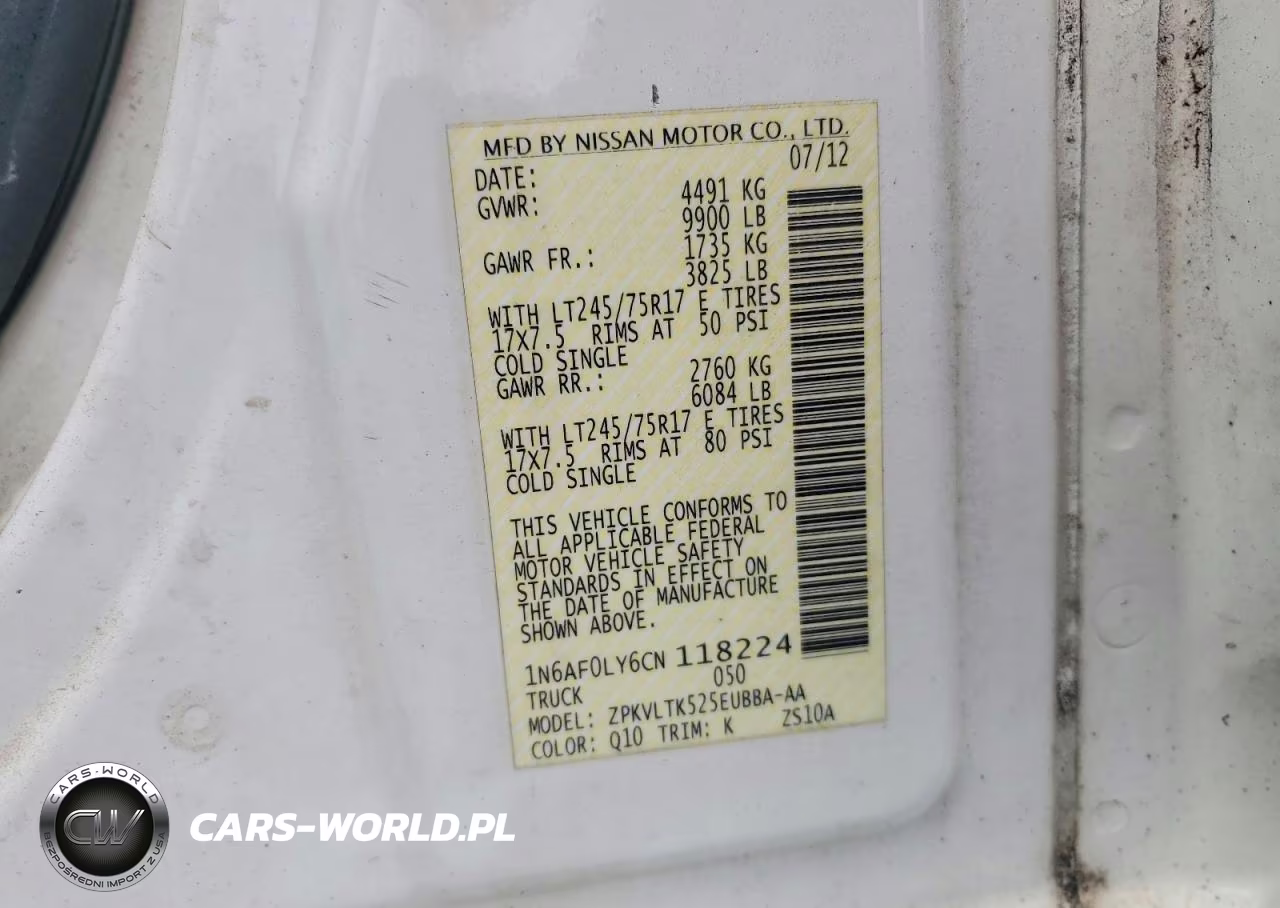 2012 Nissan Nv 2500 Hd S VIN:1N6AF0LY6CN118224 - 13
