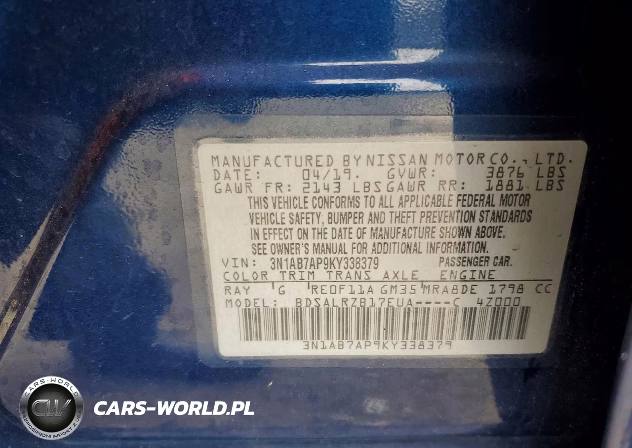 2019 Nissan Sentra Sr VIN:3N1AB7AP9KY338379 - 13