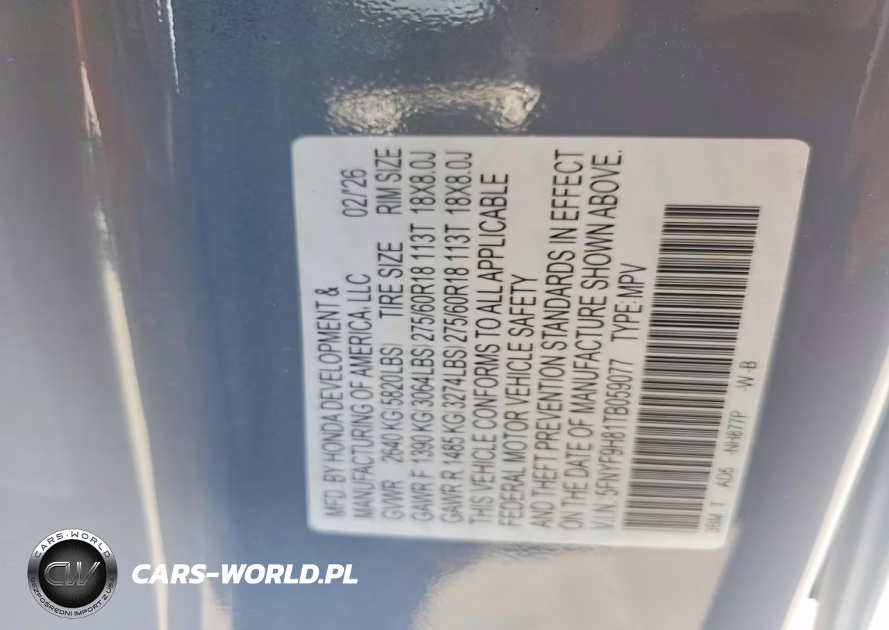 2026 Honda Passport Trailsport Elite VIN:5FNYF9H81TB059077 - 13