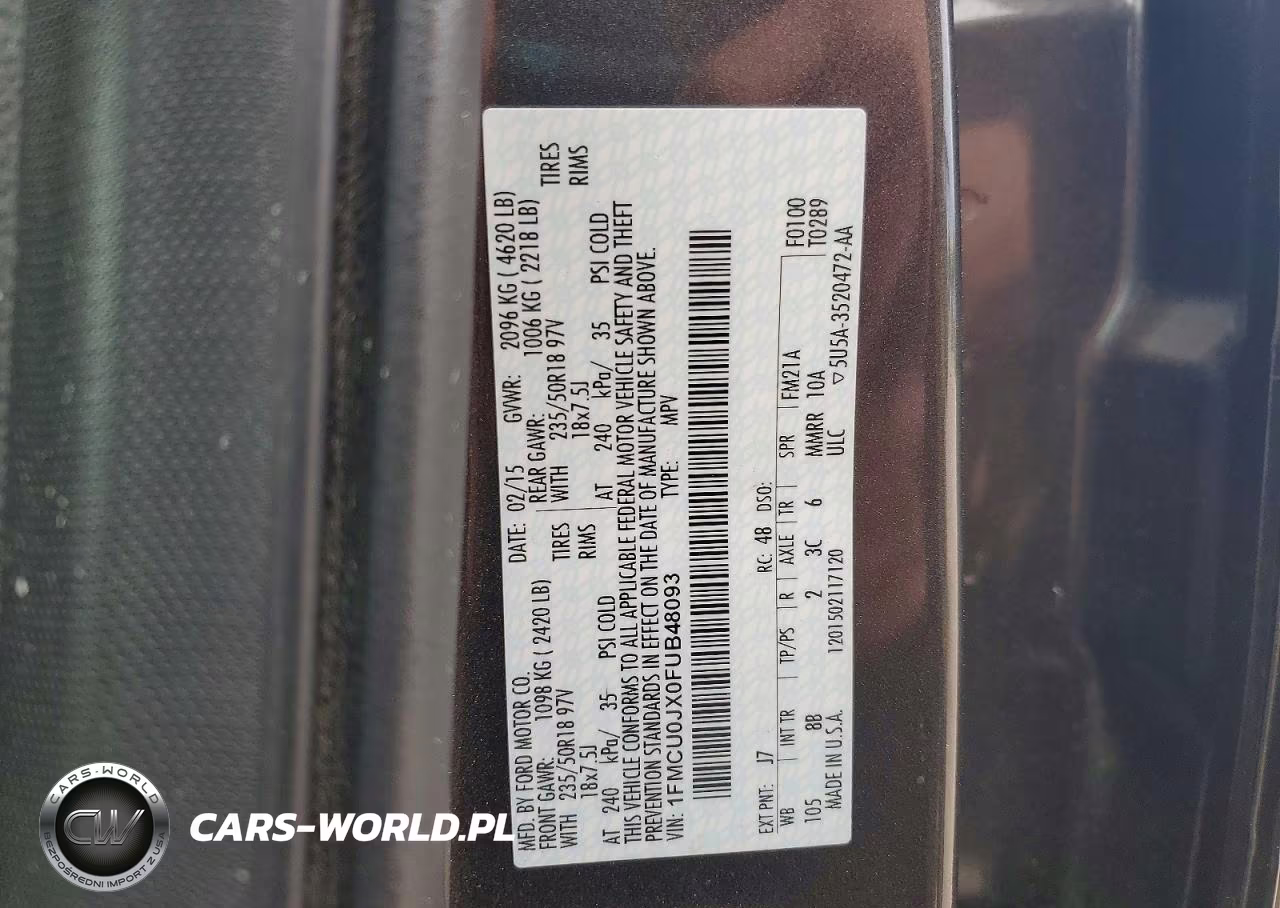 2015 Ford Escape Titanium VIN:1FMCU0JX0FUB48093 - 13