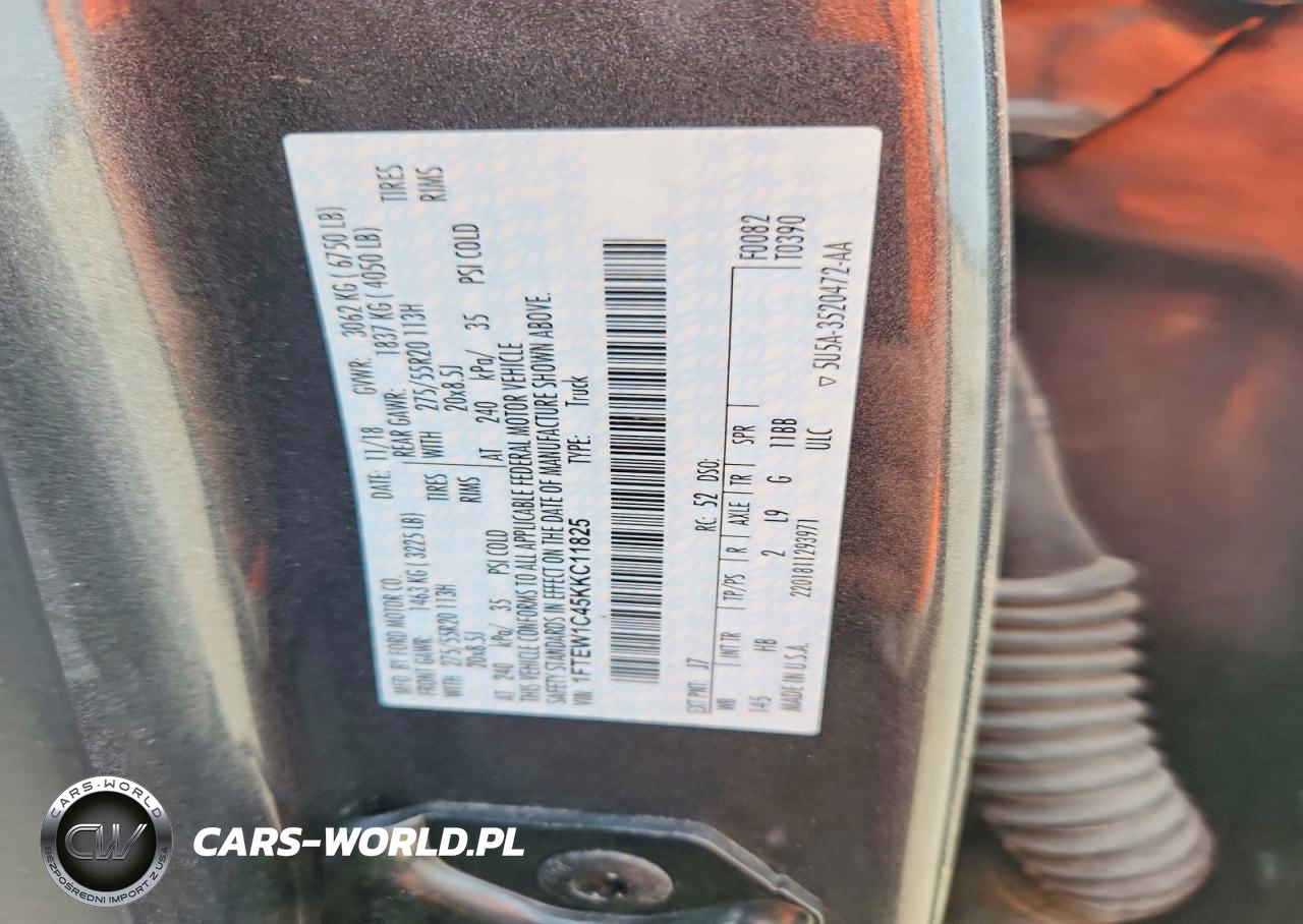 2019 Ford F150 Supercrew VIN:1FTEW1C45KKC11825 - 12