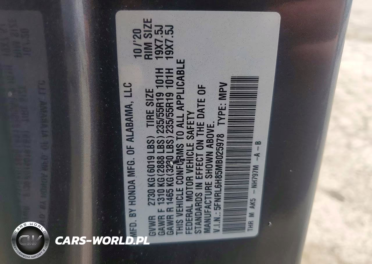 2021 Honda Odyssey Touring VIN:5FNRL6H85MB025978 - 13