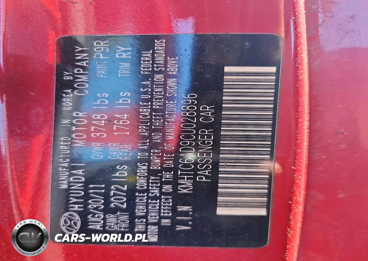 2012 Hyundai Veloster Base VIN:KMHTC6AD9CU028896 - 13