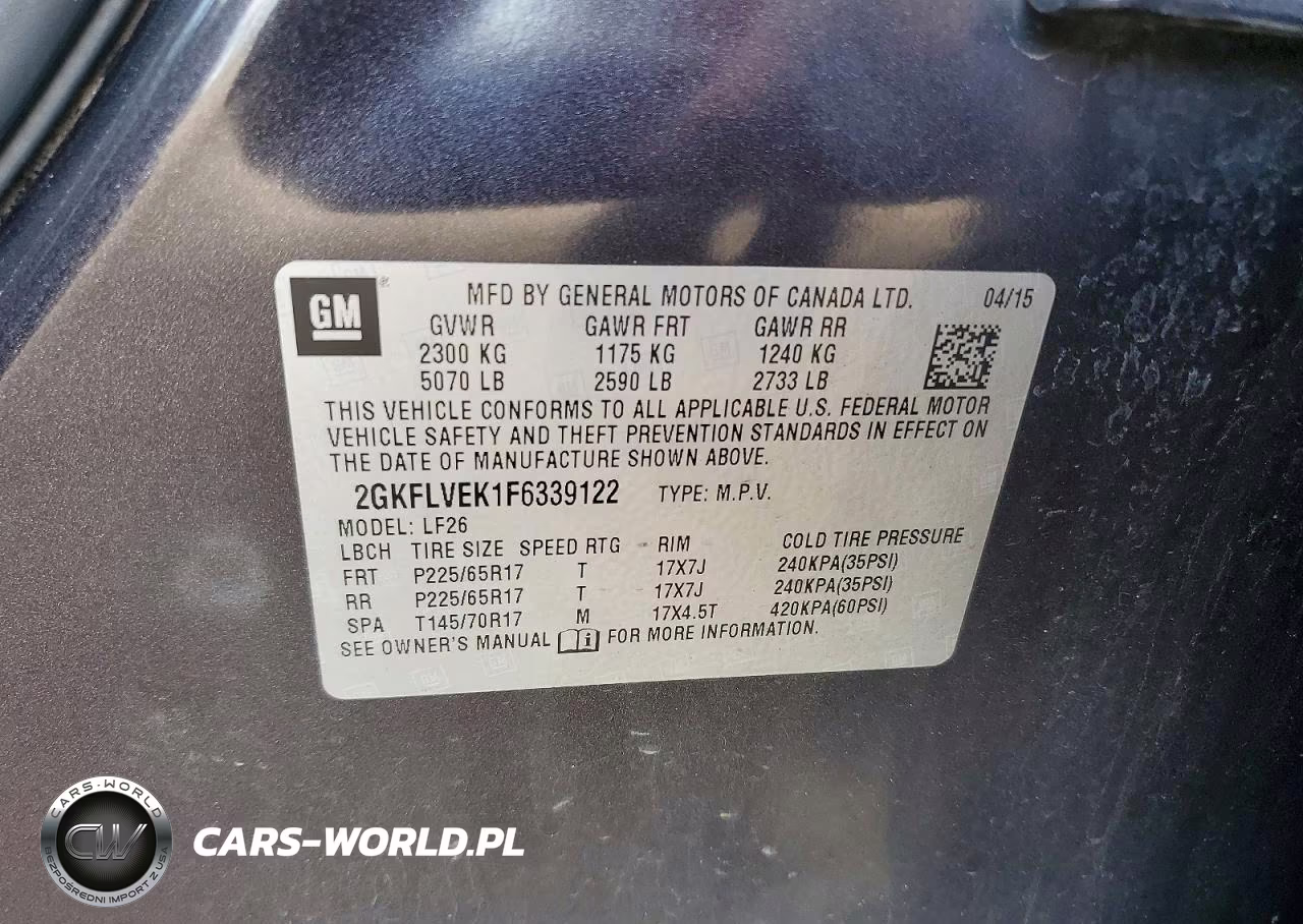 2015 GMC Terrain Sle VIN:2GKFLVEK1F6339122 - 13