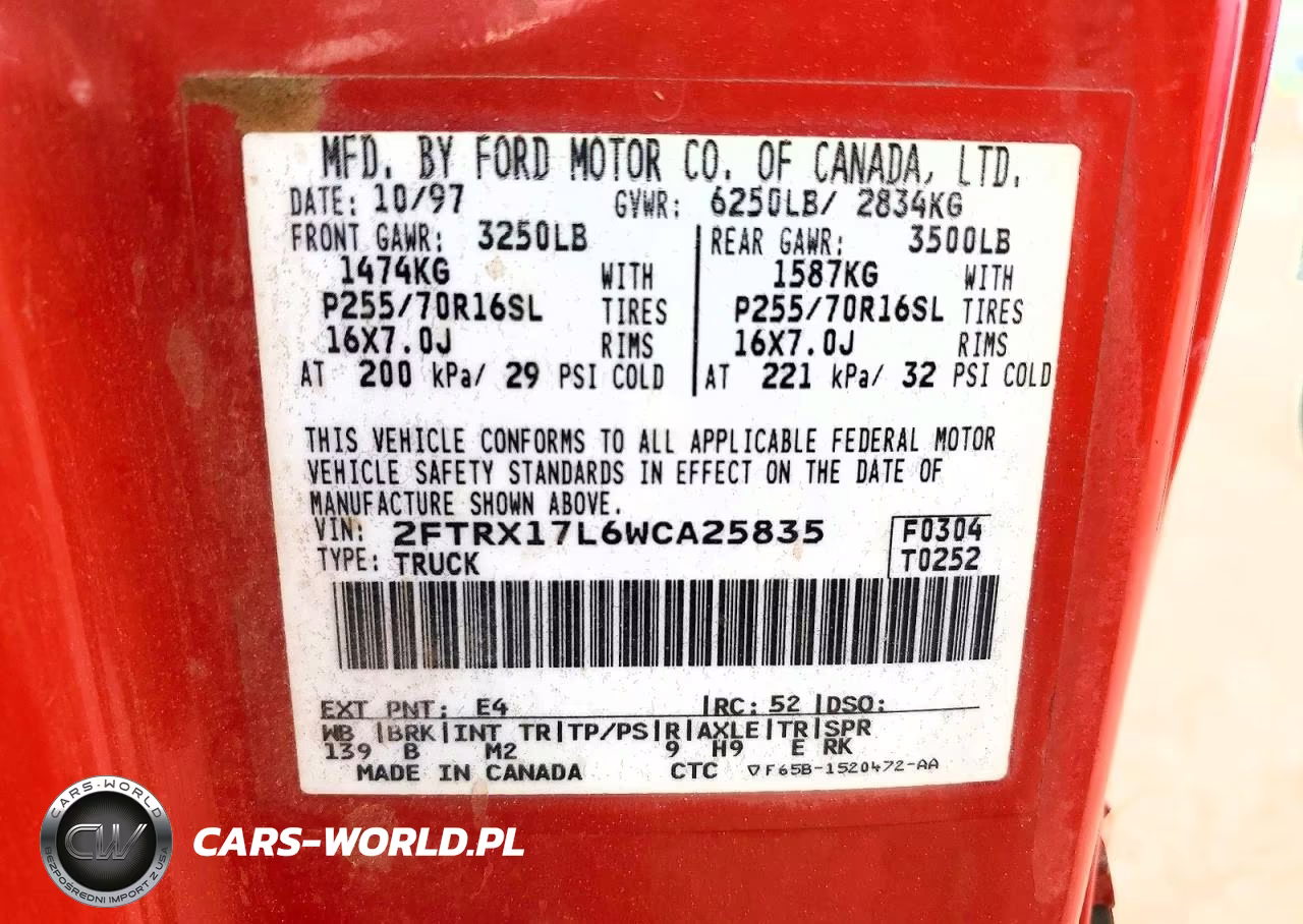 1998 Ford F150 VIN:2FTRX17L6WCA25835 - 12