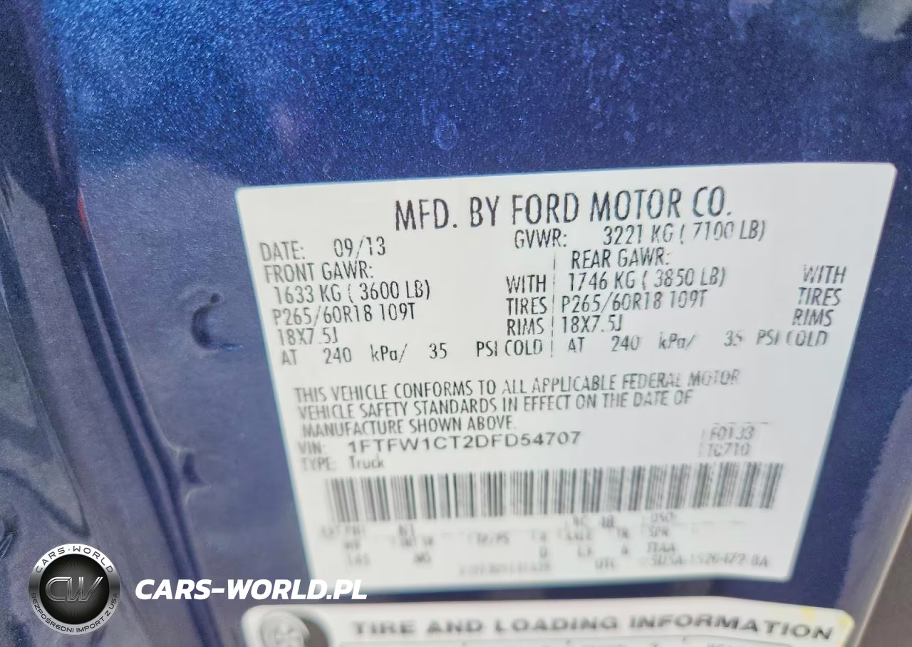 2013 Ford F150 Supercrew VIN:1FTFW1CT2DFD54707 - 12
