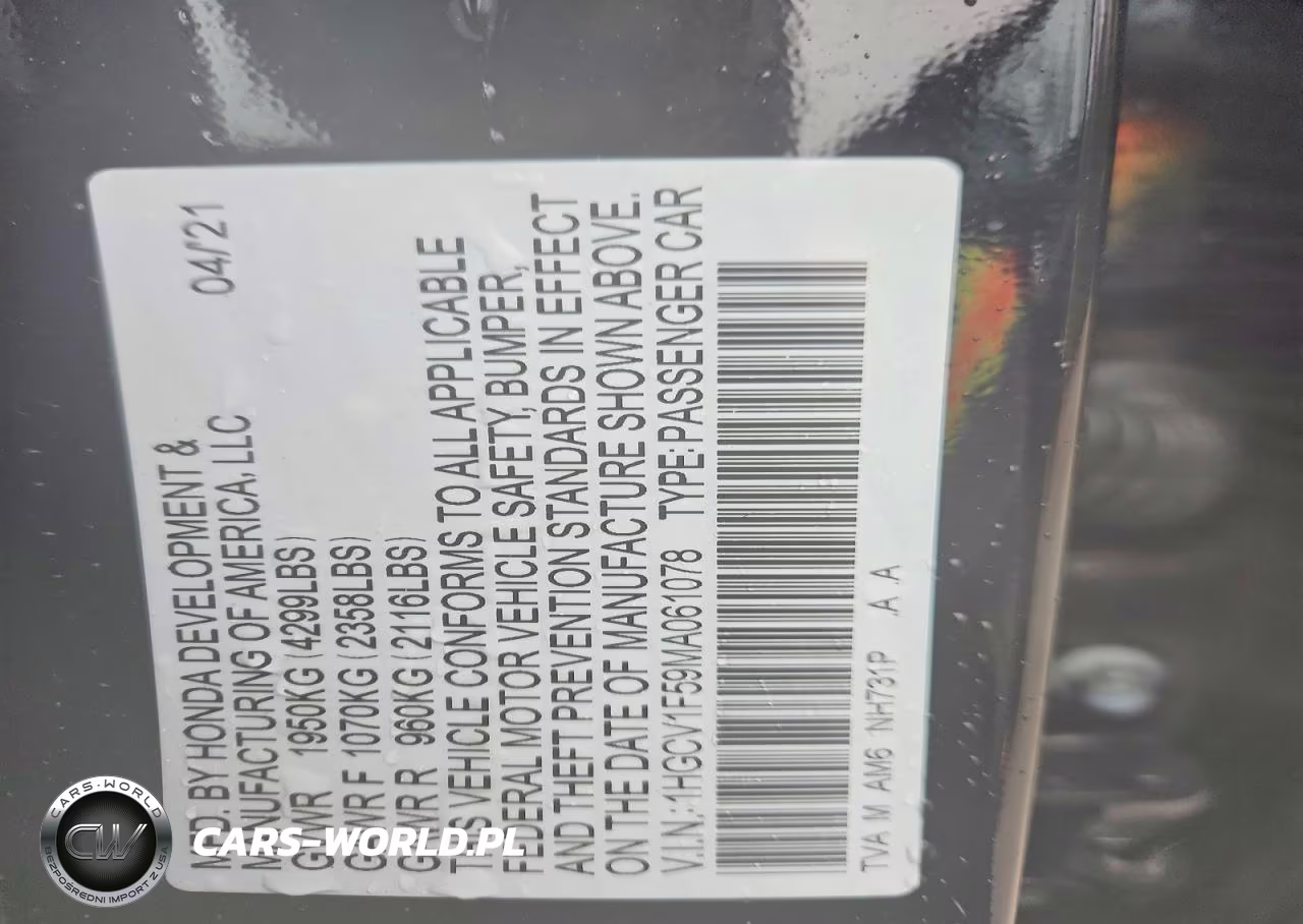2021 Honda Accord VIN:1HGCV1F59MA061078 - 12