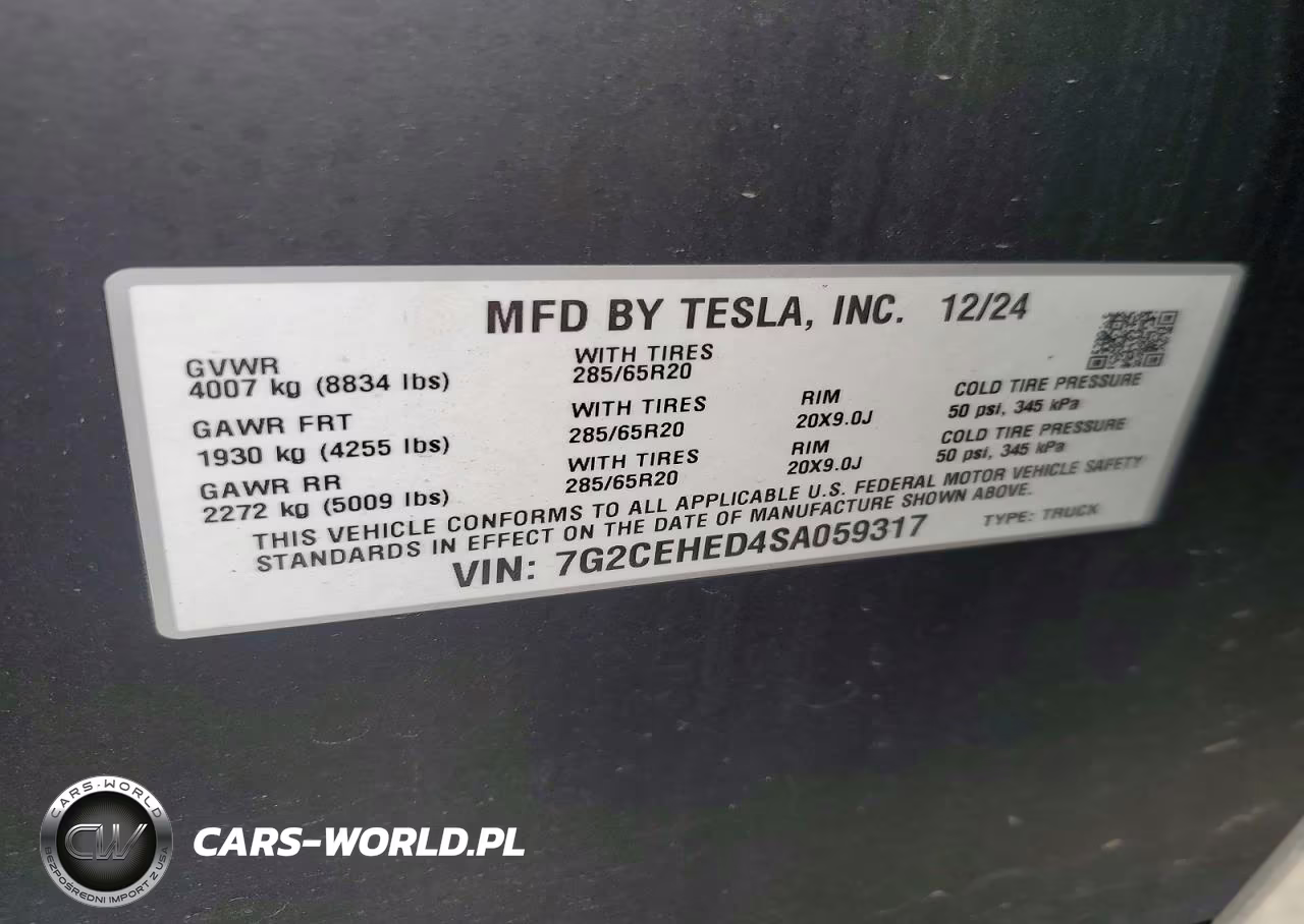 2025 Tesla Cybertruck VIN:7G2CEHED4SA059317 - 13