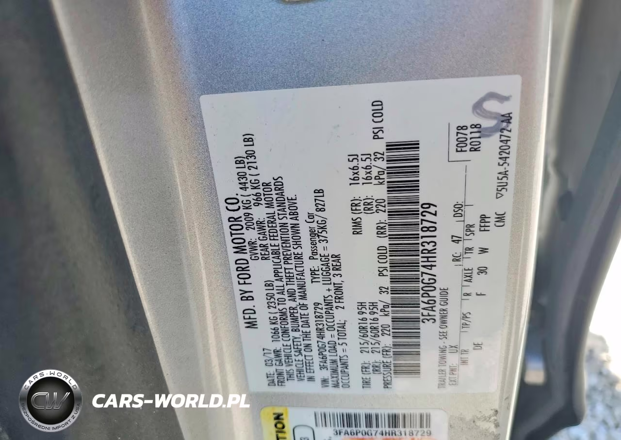 2017 Ford Fusion S VIN:3FA6P0G74HR318729 - 12