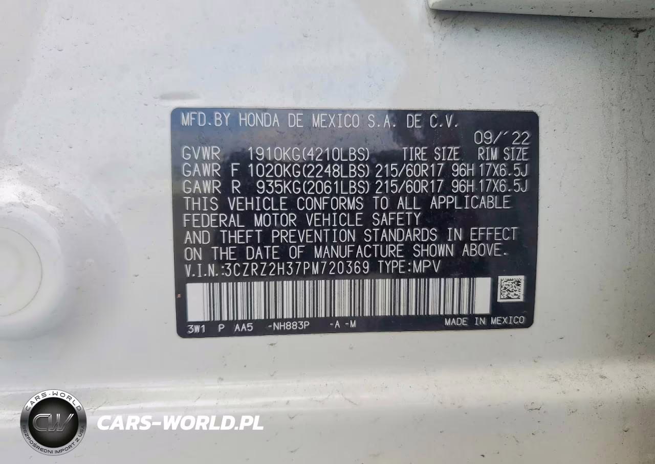 2023 Honda Hr-V Lx VIN:3CZRZ2H37PM720369 - 12