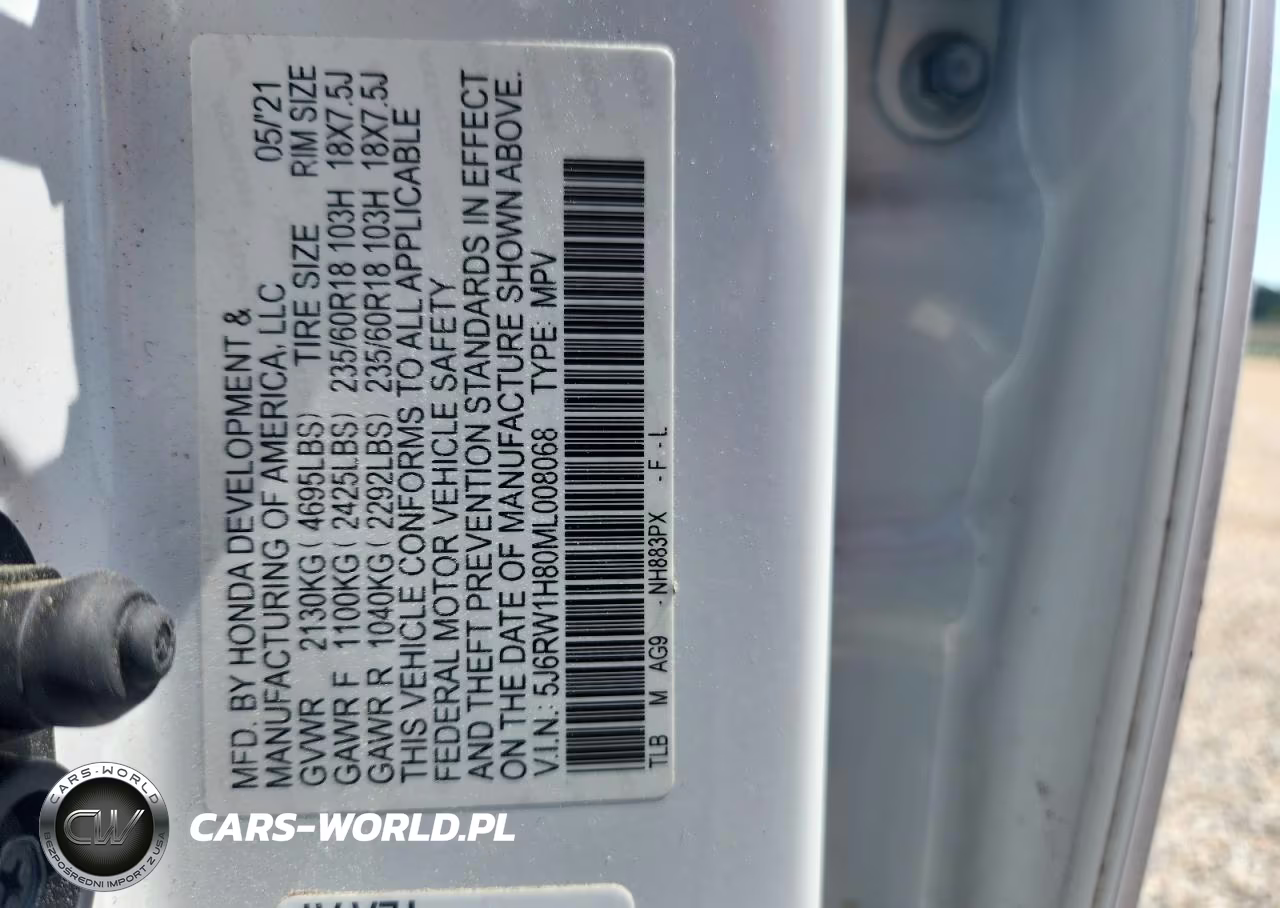 2021 Honda Cr-V Exl VIN:5J6RW1H80ML008068 - 13