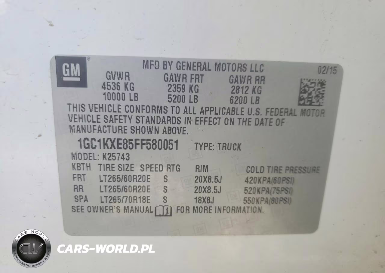 2015 Chev Silverado Hd 2500 4W VIN:1GC1KXE85FF580051 - 12