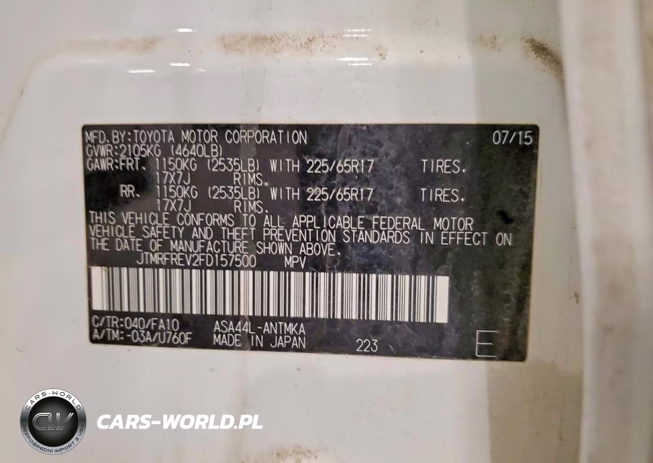 2015 Toyota Rav4 Xle VIN:JTMRFREV2FD157500 - 13
