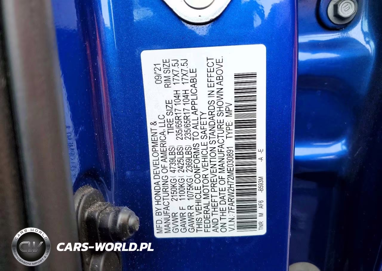 2021 Honda Cr-V Se VIN:7FARW2H72ME030891 - 14