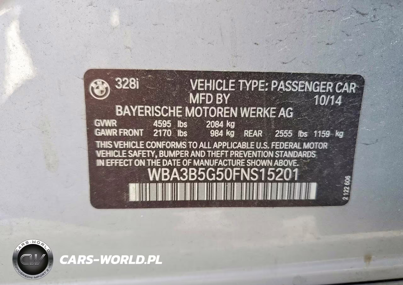 2015 BMW 328 Xi Sulev VIN:WBA3B5G50FNS15201 - 12