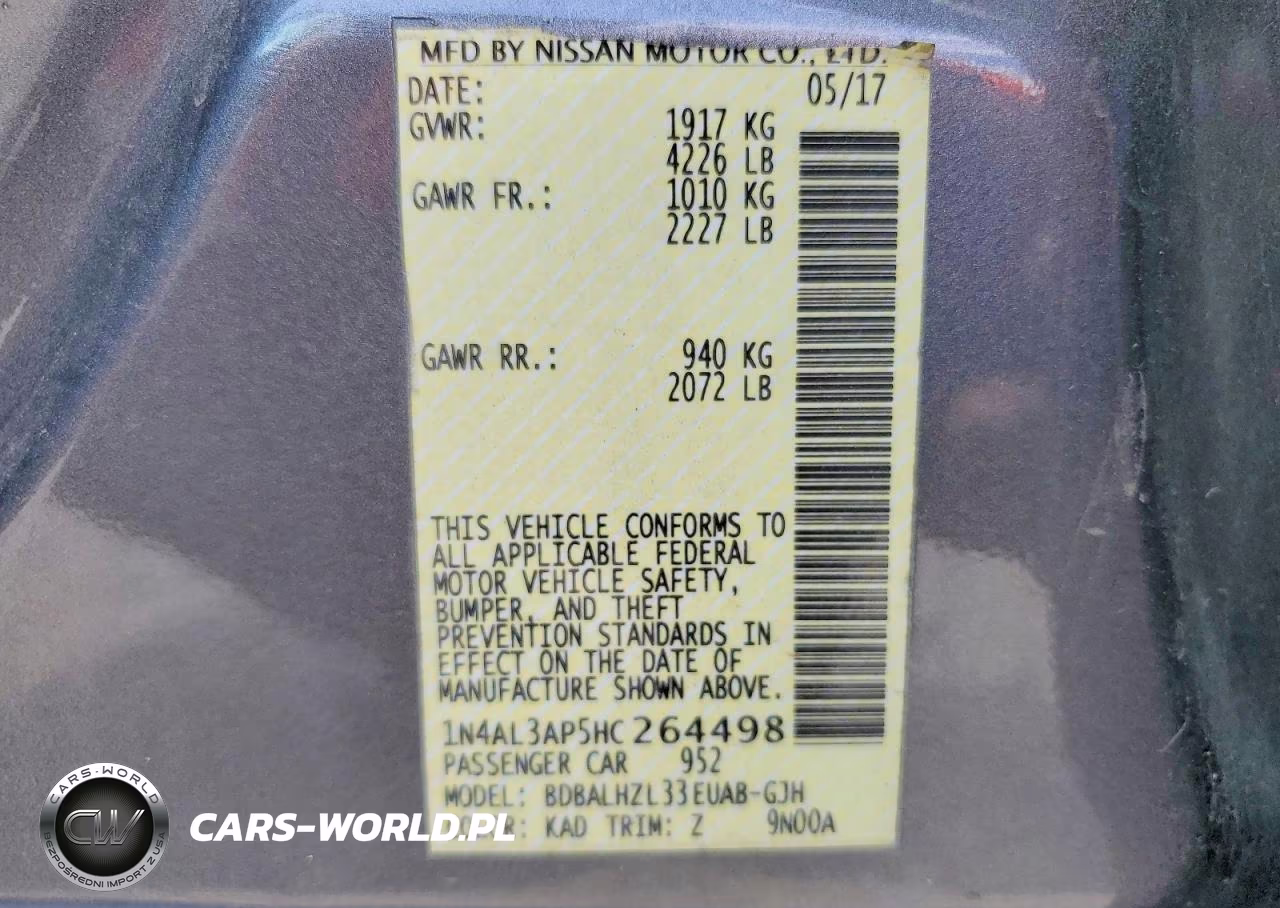 2017 Nissan Altima 2.5 Sr VIN:1N4AL3AP5HC264498 - 13