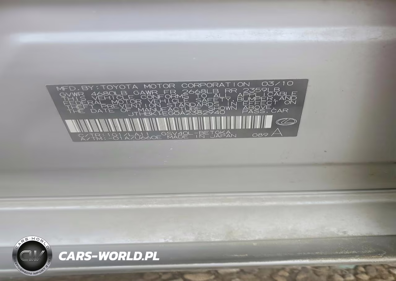 2010 Lexus Es 350 Base VIN:JTHBK1EG0A2382940 - 12