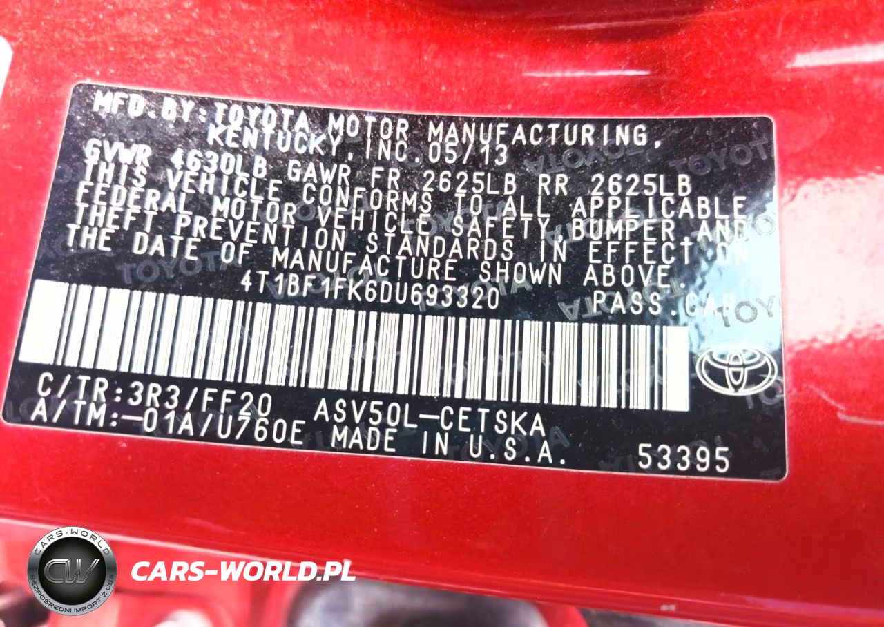 2013 Toyota Camry Se VIN:4T1BF1FK6DU693320 - 12
